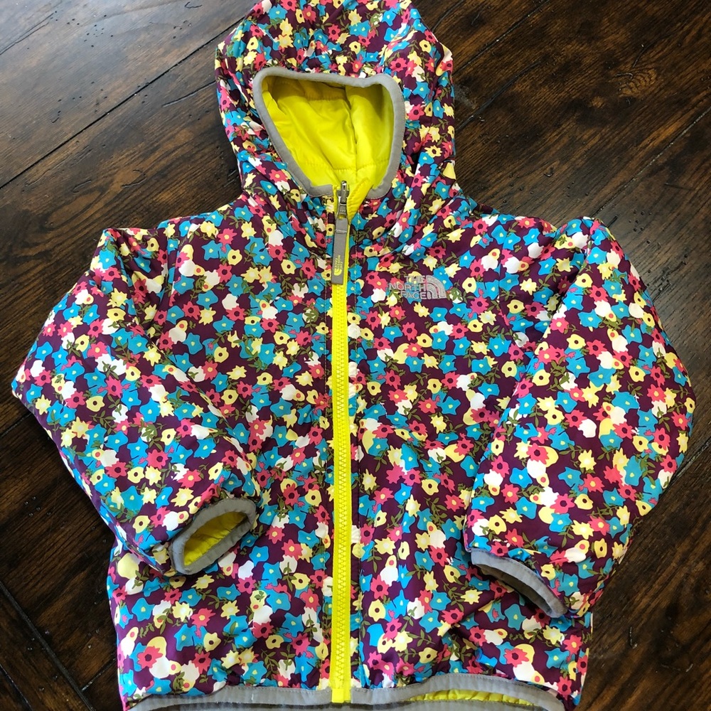 The North Face little girl down reversible coat